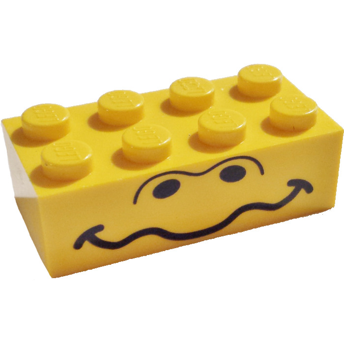 LEGO Yellow Brick 2 x 4 with Unibrow Eyes and Wavy Mouth (3001) | Brick ...