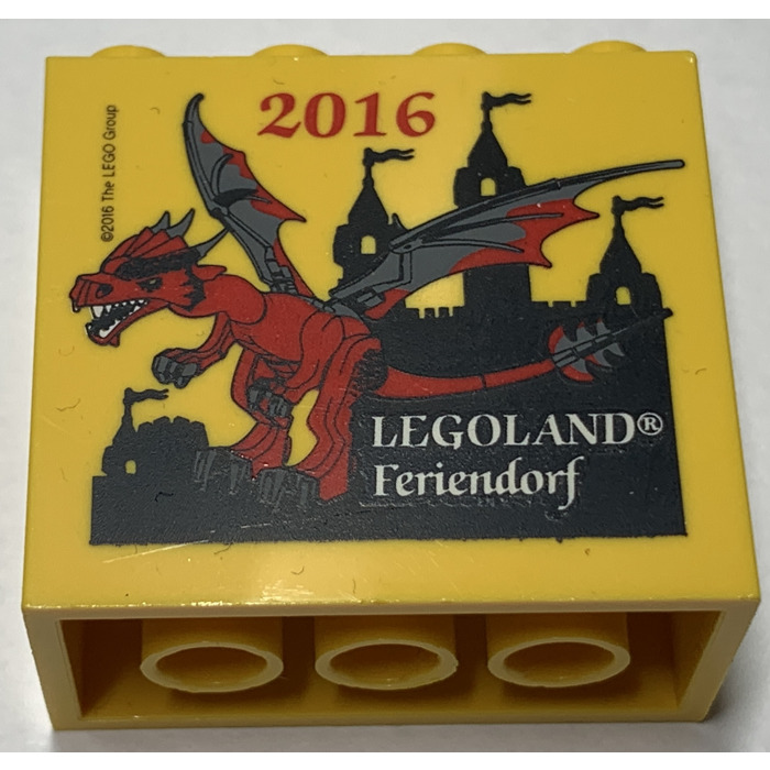 LEGO Yellow Brick 2 x 4 x 3 with Legoland Feriendorf 2016 Dragon (30144 ...