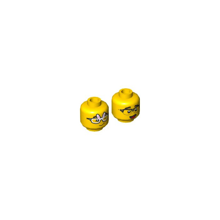 LEGO Yellow Dual Sided Male Head with Bunny Glasses and Wink