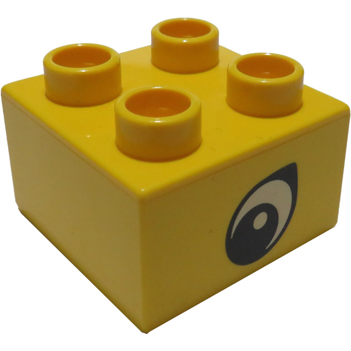 Lego Duplo Building Bricks Blocks Toy Yellow 2 x2 Bricks w/Eyes Lot of 2