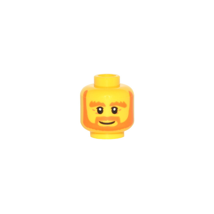 x1 LEGO Male Minifig Head Bushy Moustache Black Eyebrows Smile White Pupils 