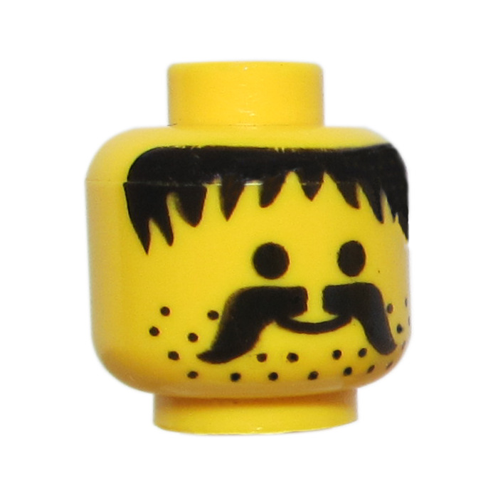 LEGO Yellow Minifigure Head with Black Moustache and Stubble (Solid ...