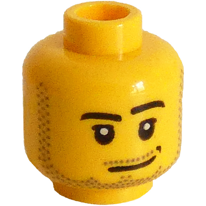 LEGO Head with Smirk and Beard Stubble (Black Dimple) (14070 / 51523 ...