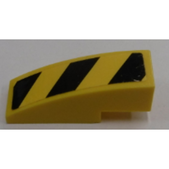 LEGO Yellow Slope 1 x 3 Curved with Danger Stripes (Left) Sticker ...