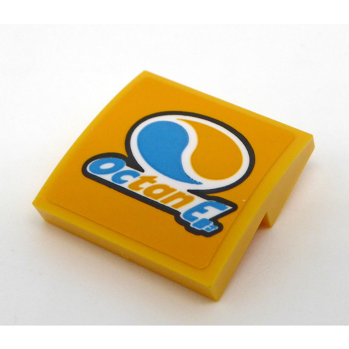LEGO Yellow Slope 2 x 2 Curved with Blue and Yellow Logo Octan and ...