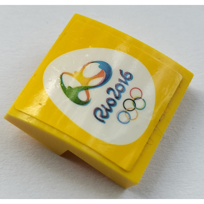 LEGO Yellow Slope 2 X 2 Curved With Rio 2016 Olympic Logo Sticker Brick Owl LEGO Marketplace