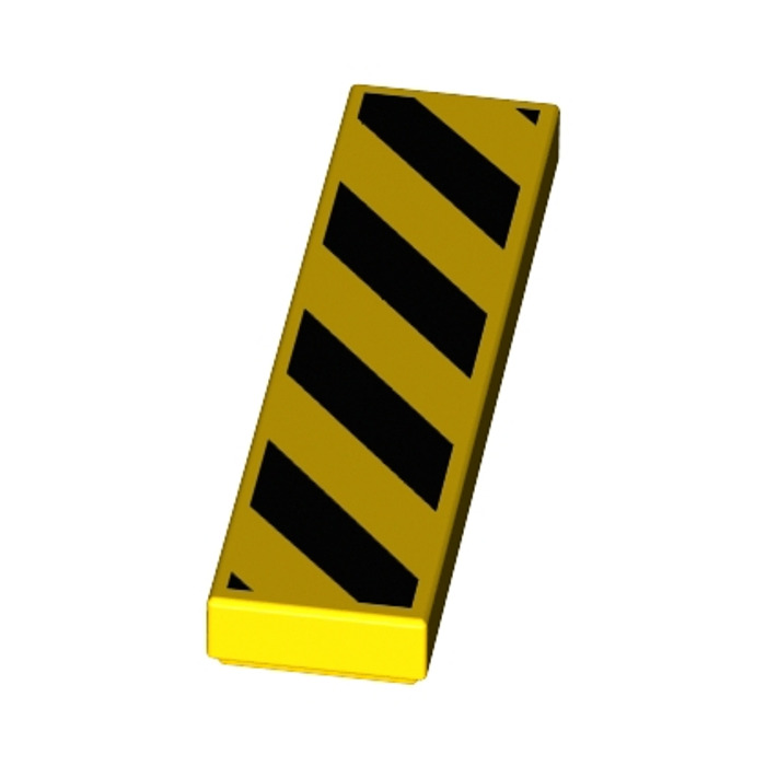 LEGO Yellow Tile 1 x 4 with Black Danger Stripes (Black Corners 