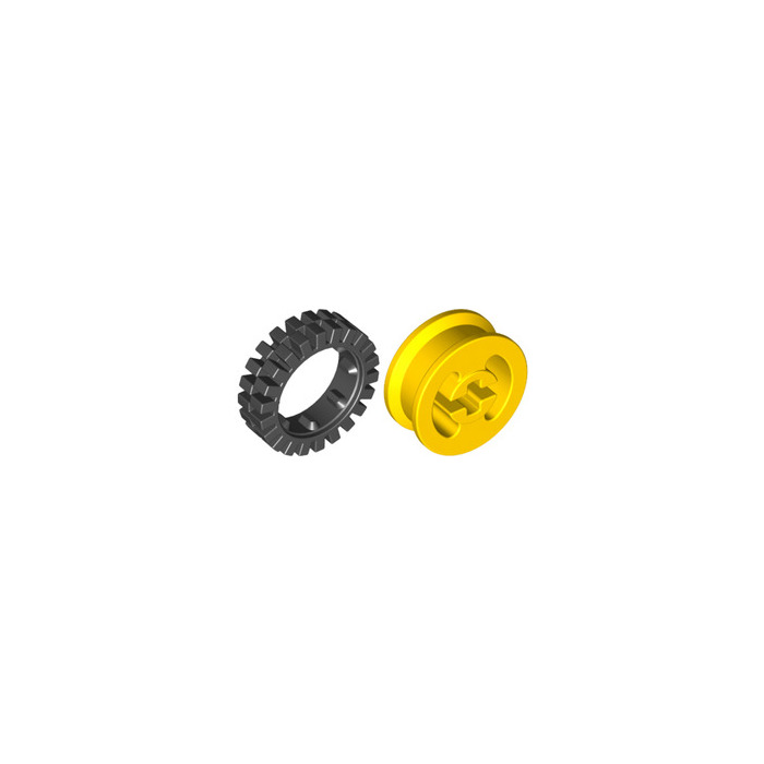 LEGO Keltainen Wheel Hub 8 x 17.5 with Axlehole with Narrow Tire 24 x 7 ...