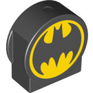 Duplo Schwarz Stein 1 x 3 x 2 mit Rund oben mit Batman Symbol mit Ausschnittseiten (17418 / 29027)