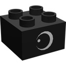 Duplo Noir Brique 2 x 2 avec Eye sur Deux sides et blanc spot (82061 / 82062)