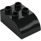 Duplo Black Brick 2 x 3 with Curved Top (2302)