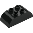 Duplo Black Brick 2 x 4 with Curved Sides (98223)