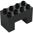 Duplo Black Brick 2 x 4 x 2 with 2 x 2 Cutout on Bottom (6394)