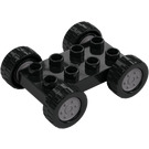 Duplo Negro Coche Base 2 x 4 con Negro Tires y Plateado Ruedas (12591 / 12592)