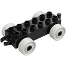 Duplo Negro Coche Chasis 2 x 6 con Blanco Ruedas (11248 / 14639)