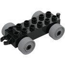 Duplo Schwarz Auto Fahrwerk mit Medium Stone Grau Räder (2312 / 14639)