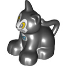 Duplo Black Cat (Sitting) with Yellow Eyes and Blue Bow Tie (38641)