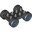 Duplo Black Plate 2 x 4 with Axle Holders and Wheels with Blue Spokes (88760 / 88784)