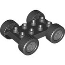 Duplo Black Plate 2 x 4 with Medium Stone Gray Wheels (88760 / 93346)