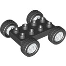 Duplo Black Plate 2 x 4 with White Rims and Black Wheels (35025 / 42416)