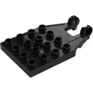 Duplo Black Plate 4 x 4 with B Connector with Red Mark (65085)