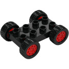 Duplo Musta Punainen McQueen (10996) Levy 2 x 4 jossa Akseli Holders (35075 / 42428)