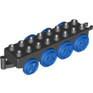 Duplo Black Train Base 2 x 8 with Blue Wheels (59131 / 64671)