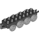Duplo Black Train Base 2 x 8 with Medium Stone Gray Wheels (59131 / 64671)