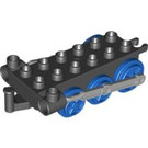 Duplo Black Train Chassis with Blue Wheels (64665)