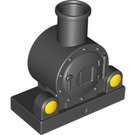 Duplo Schwarz Zug Steam Motor Vorderseite mit Gelb Lights Muster (13531 / 13968)