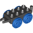 Duplo Black Train Wagon 2 x 4 with Blue Wheels (54804)