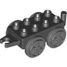 Duplo Noir Train Wagon 2 x 4 avec Dark Stone Gris roues (54804)