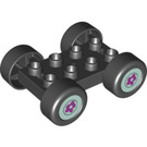 Duplo Black Vehicle Base with Light Aqua Hubs with Flower Wheels (88760 / 88784)