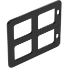 Duplo Black Window 4 x 3 with Bars with Same Sized Panes (90265)