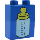 Duplo Blue Brick 1 x 2 x 2 with Baby Bottle without Bottom Tube (4066)