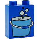 Duplo Blauw Steen 1 x 2 x 2 met Emmer of Water en Bubbles zonder buis aan de onderzijde (4066)