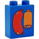 Duplo Blue Brick 1 x 2 x 2 with Sausages without Bottom Tube (4066)
