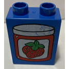 Duplo Blue Brick 1 x 2 x 2 with Strawberry Jam Jar without Bottom Tube (4066)