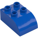 Duplo Blue Brick 2 x 3 with Curved Top (2302)