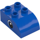 Duplo Blauw Steen 2 x 3 met Gebogen bovenkant met Oog met Groot Wit Spot (37389 / 37394)