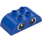 Duplo Blau Stein 2 x 4 mit Gebogen Seiten mit Blau Augen (67332 / 98223)