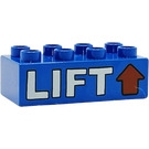 Duplo Blue Brick 2 x 4 with "LIFT" (3011 / 43041)