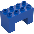 Duplo Blå Kloss 2 x 4 x 2 med 2 x 2 Skära ut på Botten (6394)