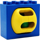 Duplo Blauw Steen 2 x 4 x 3 met turning Geel rattle Bal