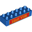 Duplo Blauw Steen 2 x 6 met 'LEGO VILLE' (2300 / 63157)