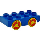 Duplo Blue Car Base 2 x 4 with Patterned Wheels (31202)