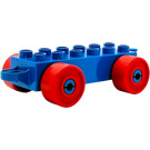 Duplo Blue Car Chassis 2 x 6 with Red wheels (Closed Hitch)