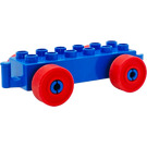 Duplo Blue Car Chassis 2 x 6 with Red Wheels (Open Hitch) (14639 / 74656)