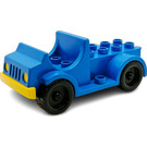 Duplo Blauw Auto met Geel Basis,  2 x 4 Studs bed en running boards (4575)