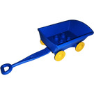Duplo Blue Hand Wagon with Yellow Wheels